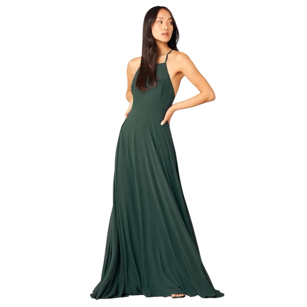 NWOT - Lulus Mythical Kind Of Love Dark Green Maxi Backless Dress Size M Medium